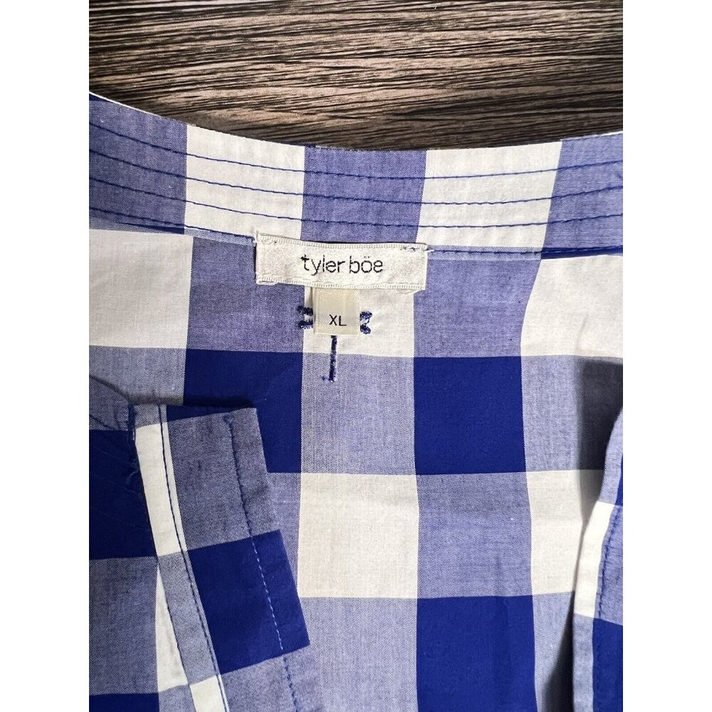 Tyler Boe Size XL Jenny Top Pleated Puff Sleeve Blue Gingham Plaid Cottagecore - Picture 12 of 14
